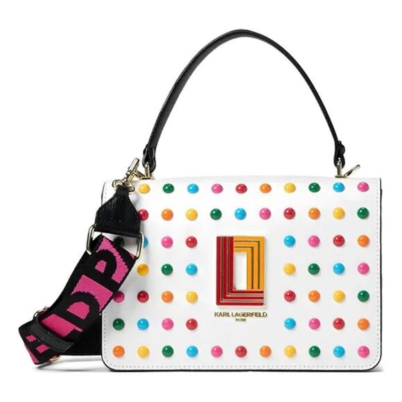 Karl Lagerfield Paris Simone Flap Crossbody rainbow studded new with tags nwt - Picture 1 of 7